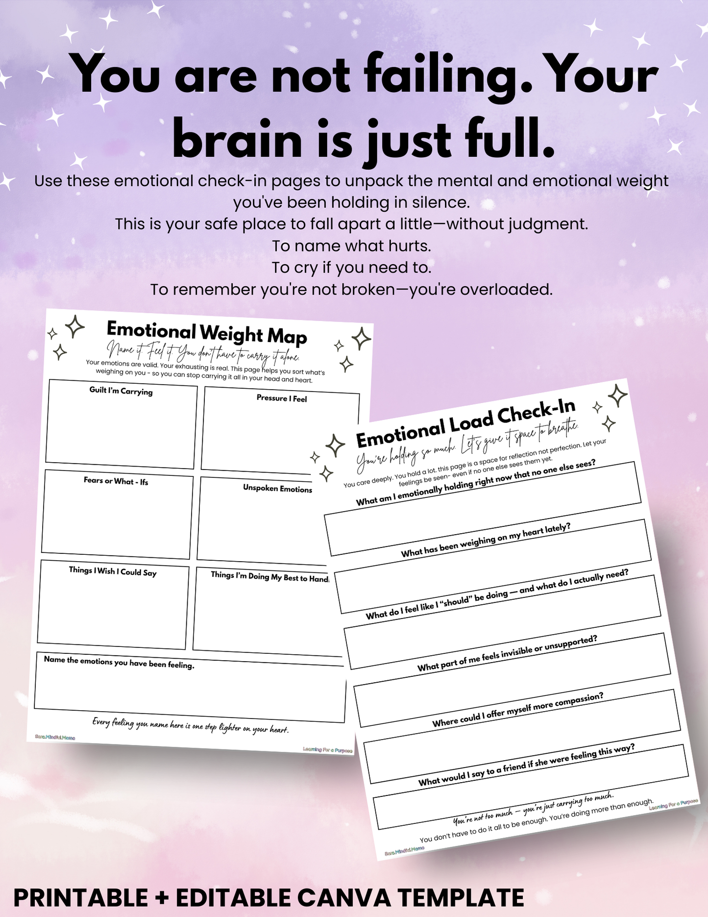 The Invisible Labor Relief Pack for Moms | Mental Load + Emotional Support Printables (Editable Canva Link Included)