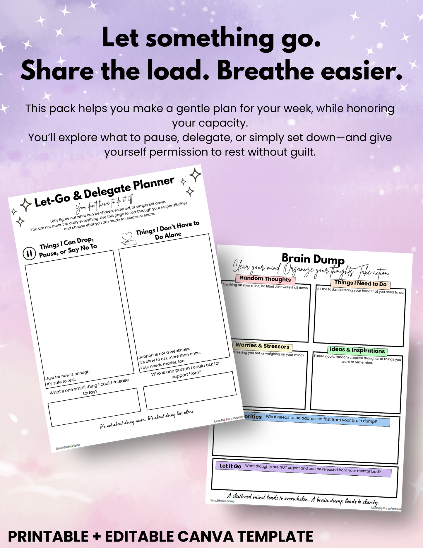 The Invisible Labor Relief Pack for Moms | Mental Load + Emotional Support Printables (Editable Canva Link Included)