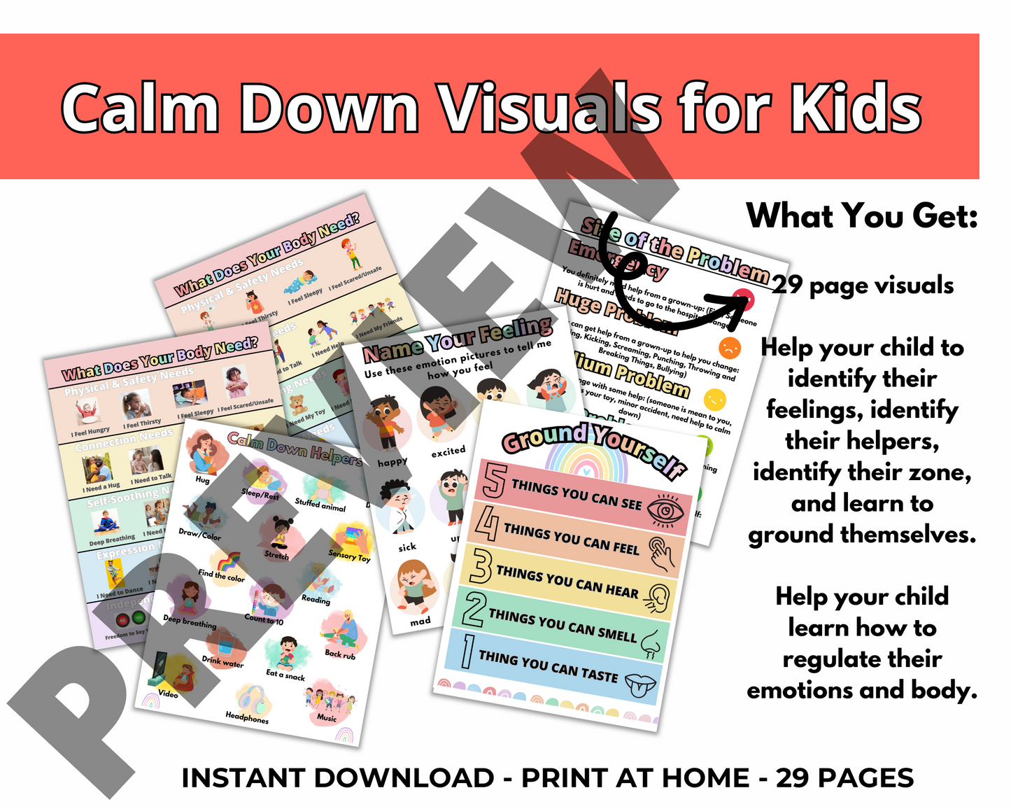 Calm Down Visuals For Kids Bundle
