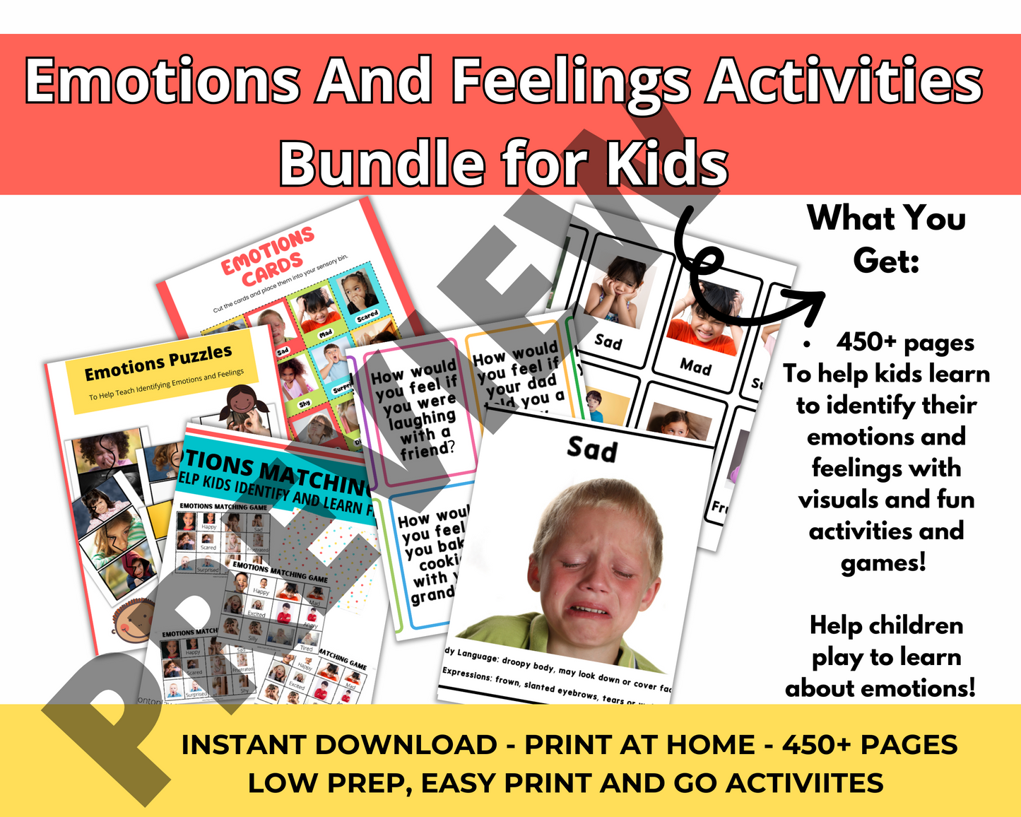 Emotions and Feelings Activities Bundle for Kids