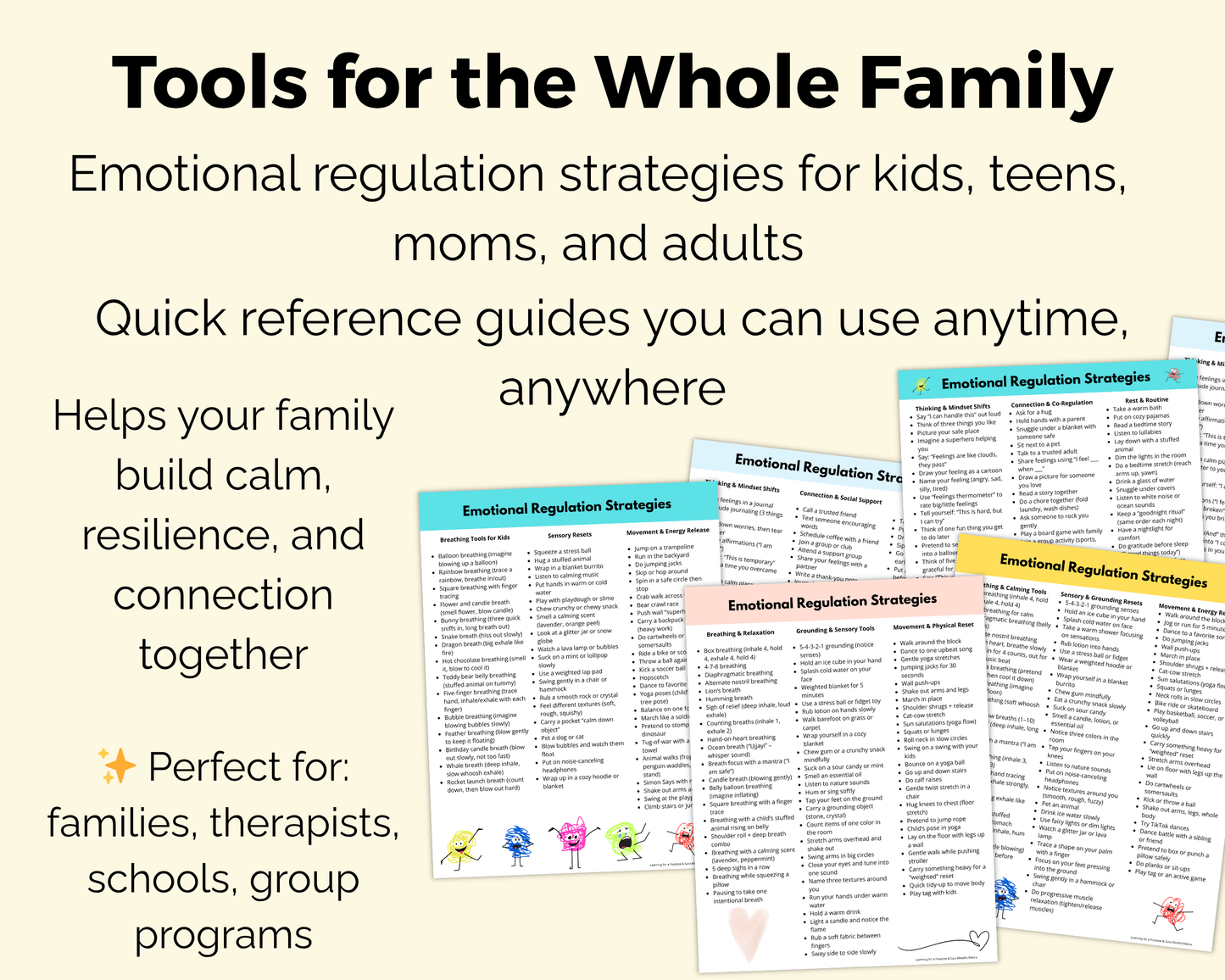 Emotional Regulation Quick Reference Guides – Family Bundle