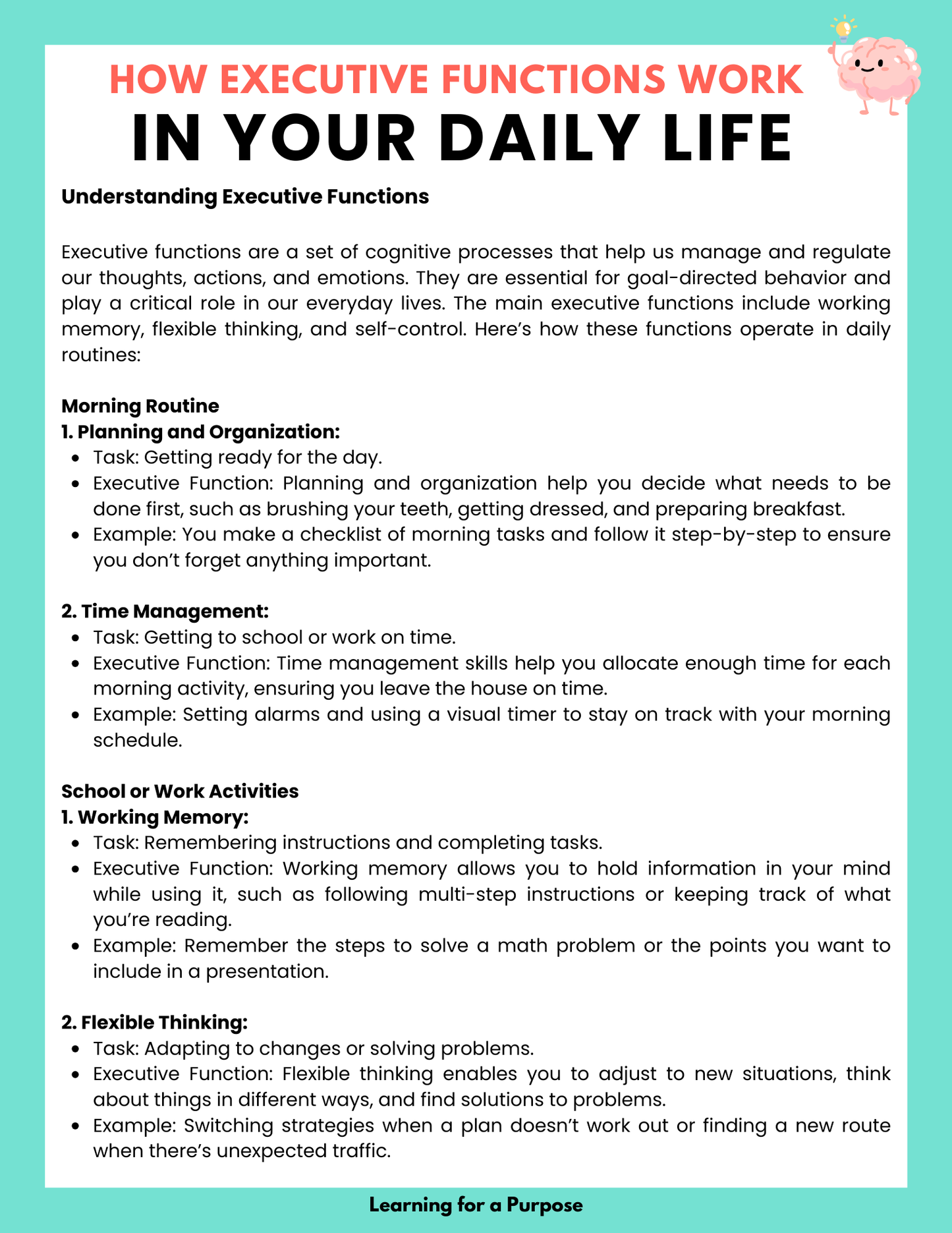 Executive Functions Foundations: Supporting Daily Life Skills Workbook