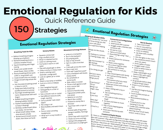 Emotional Regulation for Kids Quick Reference Guide