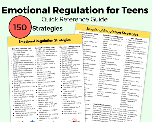 Emotional Regulation for Teens – Quick Reference Guide