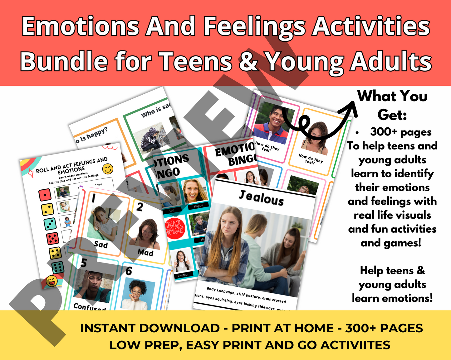 Emotions and Feelings Activity Bundle for Teens and Young Adults