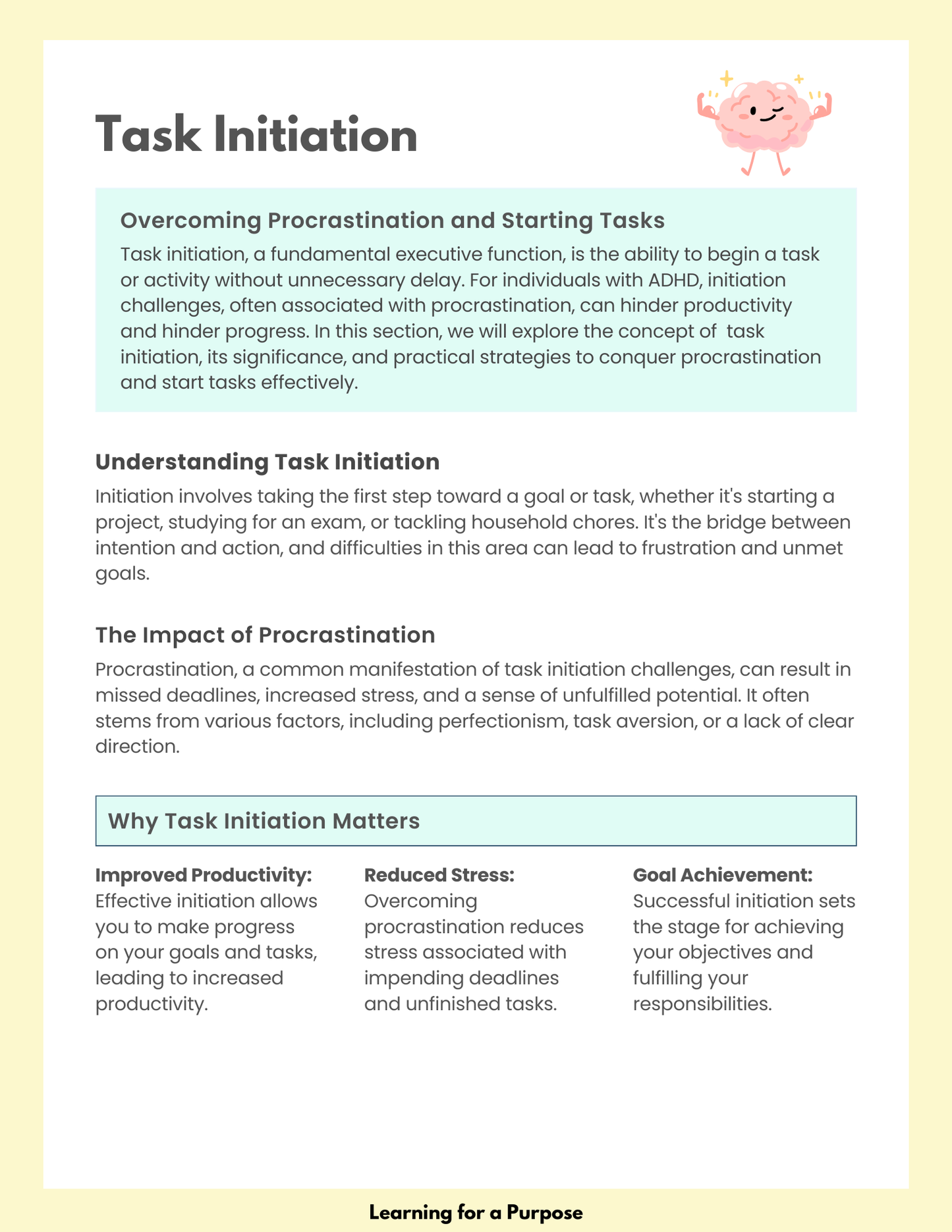 Task Initiation Workbook to Support Daily Life Skills