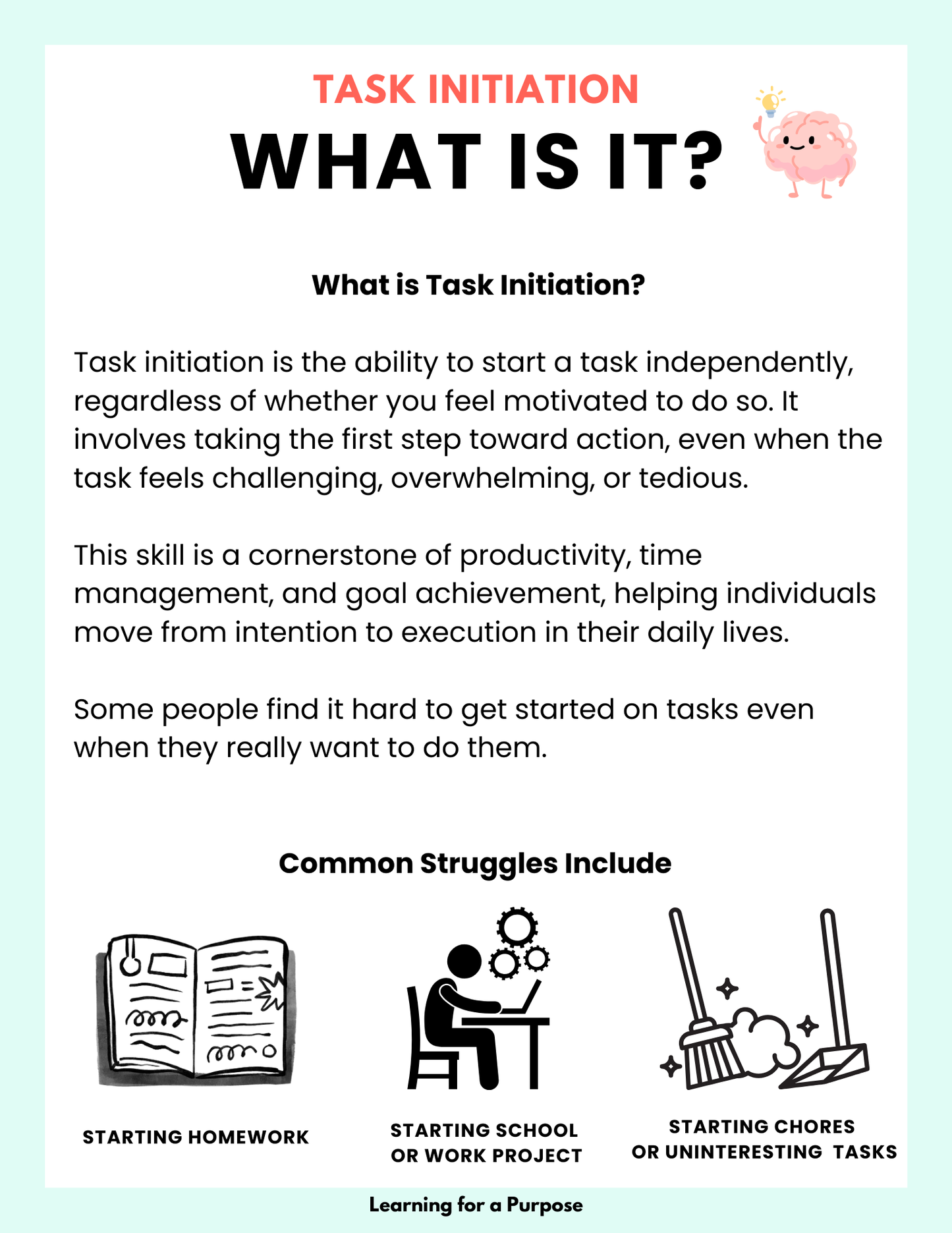 Task Initiation Workbook to Support Daily Life Skills