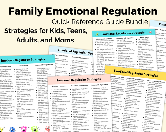 Emotional Regulation Quick Reference Guides – Family Bundle