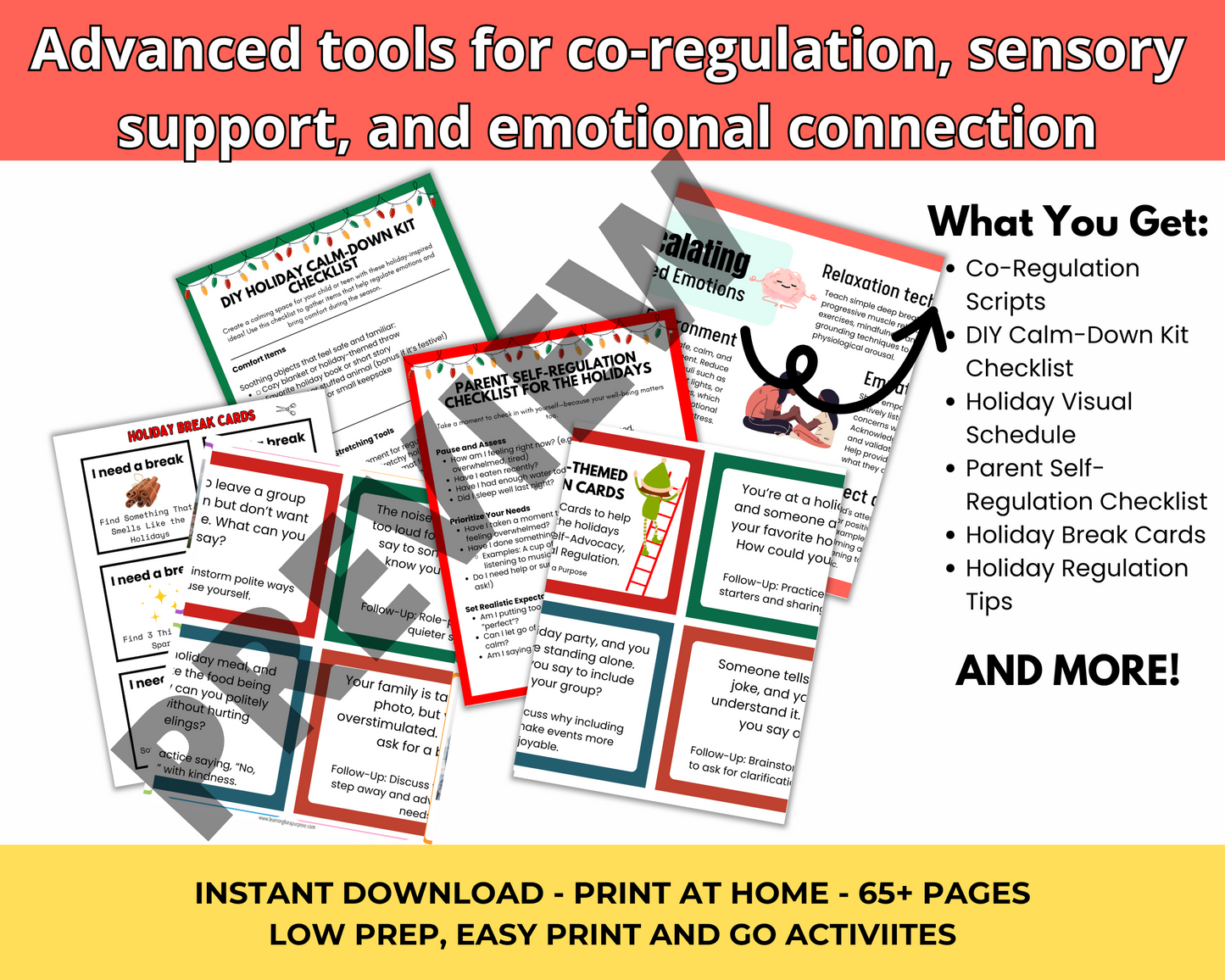 Emotional Regulation Holiday Preparation Bundle: Calm, Balance, Thrive