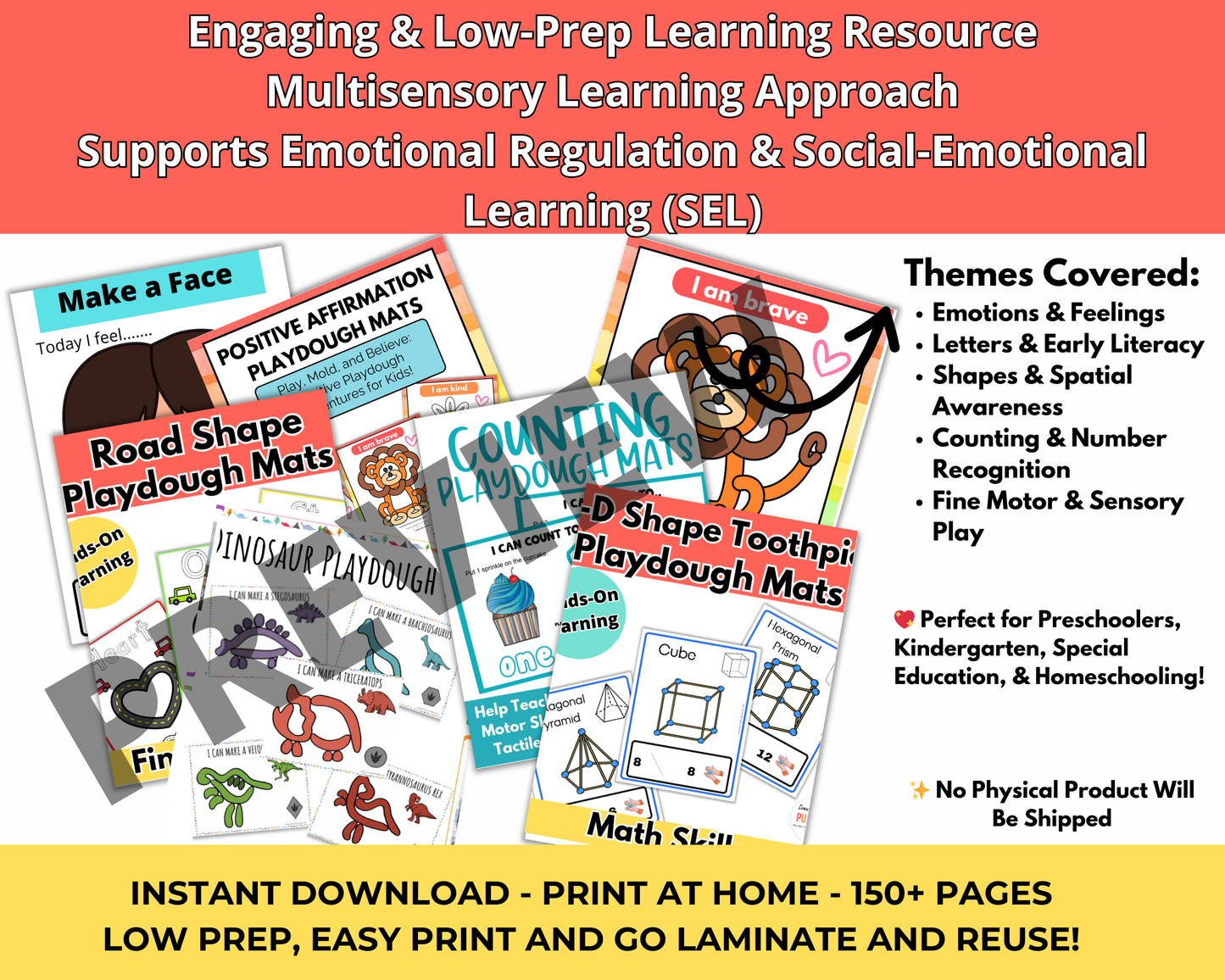 Ultimate Playdough Learning Mats Bundle | Emotions, Shapes, Letters & Counting!
