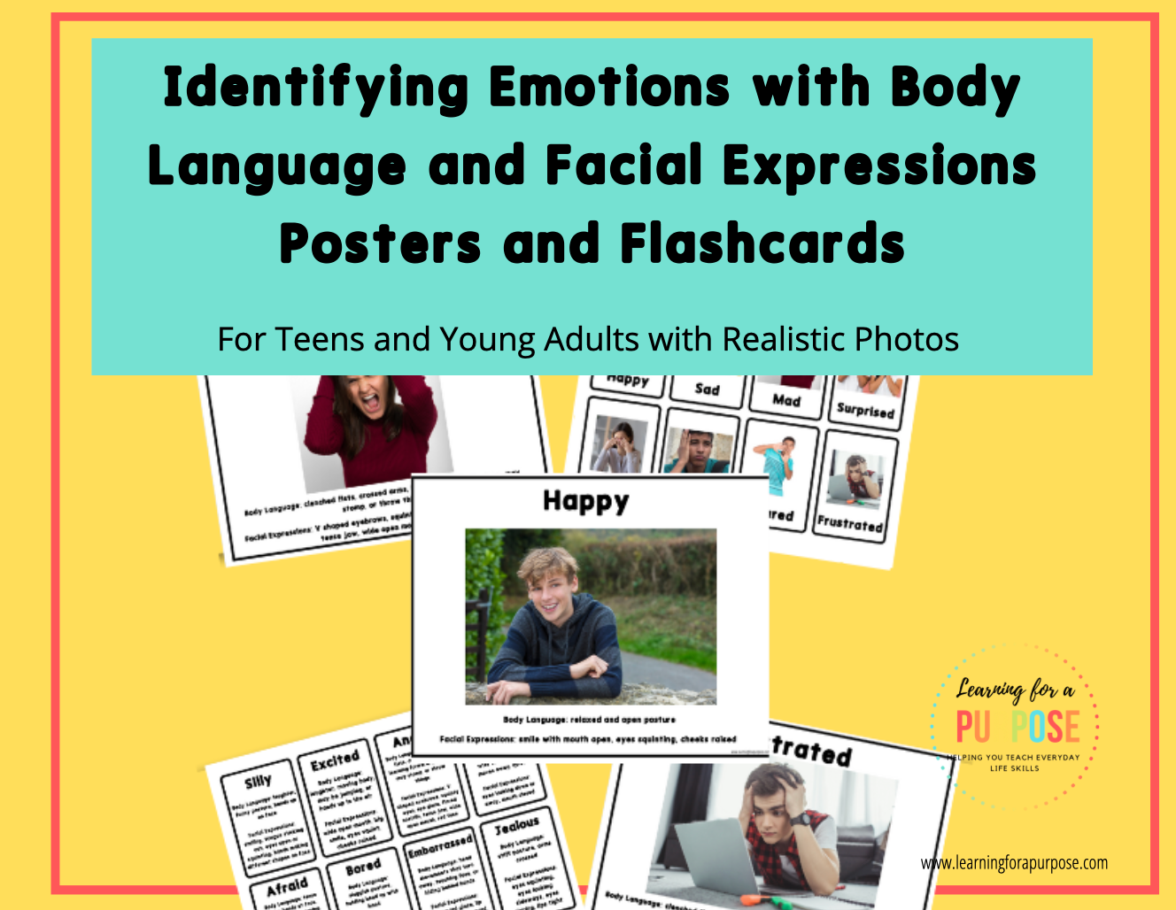 identifying emotions posters and flashcards